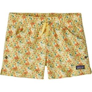 Patagonia Girls Baggies Costa Rica Yellow Floral Large Shorts Outdoor Summer